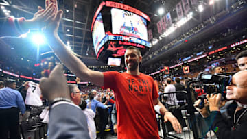 TORONTO, CANADA - MAY 7: Marc Gasol #33 of the Toronto Raptors exits the arena against the Philadelphia 76ers after Game Five of the Eastern Conference Semifinals on May 7, 2019 at the Scotiabank Arena in Toronto, Ontario, Canada. NOTE TO USER: User expressly acknowledges and agrees that, by downloading and or using this Photograph, user is consenting to the terms and conditions of the Getty Images License Agreement. Mandatory Copyright Notice: Copyright 2019 NBAE (Photo by Jesse D. Garrabrant/NBAE via Getty Images)