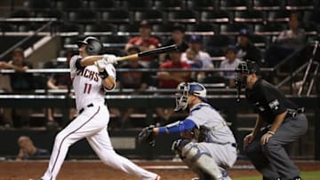 PHOENIX, AZ - APRIL 02: A.J. Pollock #11 of the Arizona Diamondbacks bats against the Los Angeles Dodgers during the MLB game at Chase Field on April 2, 2018 in Phoenix, Arizona. (Photo by Christian Petersen/Getty Images)
