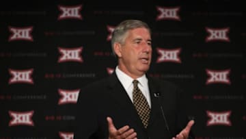 Jul 20, 2015; Dallas, TX, USA; Big 12 commissioner Bob Bowlsby speaks to the media during the Big 12 Media Days at Omni Dallas. Mandatory Credit: Kevin Jairaj-USA TODAY Sports