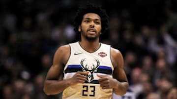 MILWAUKEE, WI - JANUARY 29: Sterling Brown #23 of the Milwaukee Bucks jogs across the court in the fourth quarter against the Philadelphia 76ers at the Bradley Center on January 29, 2018 in Milwaukee, Wisconsin. NOTE TO USER: User expressly acknowledges and agrees that, by downloading and or using this photograph, User is consenting to the terms and conditions of the Getty Images License Agreement. (Photo by Dylan Buell/Getty Images)