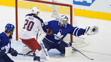 Frederik Andersen #31 of the Toronto Maple Leafs (Photo by Andre Ringuette/Freestyle Photo/Getty Images)