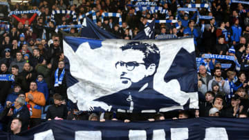 HUDDERSFIELD, ENGLAND - JANUARY 20: Fans show their support to former Huddersfield manager David Wagner during the Premier League match between Huddersfield Town and Manchester City at John Smith's Stadium on January 20, 2019 in Huddersfield, United Kingdom. (Photo by Michael Regan/Getty Images)