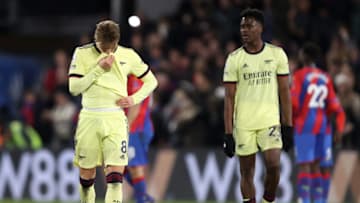 LONDON, ENGLAND - APRIL 04: Martin Odegaard of Arsenal looks dejected after the Premier League match between Crystal Palace and Arsenal at Selhurst Park on April 04, 2022 in London, England. (Photo by Julian Finney/Getty Images)