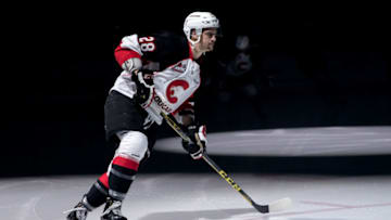 Jan 9, 2016; Prince George, BC, CAN; Prince George Cougars defenseman Josh Anderson (28) skates on the ice before a game against the Victoria Royals at CN Centre. Mandatory Credit: Brett Cullen