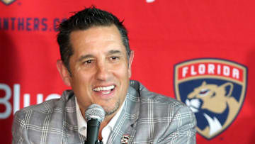 Florida Panthers new coach Bob Boughner speaks during a press conference at the BB&T Center Monday, June 12, 2017 in Sunrise, Fla. (Charles Trainor Jr./Miami Herald/TNS via Getty Images)