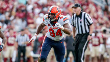 TALLAHASSEE, FL - OCTOBER 26: Defensive End Alton Robinson #94 of the Syracuse Orange during the game against the Florida State Seminoles at Doak Campbell Stadium on Bobby Bowden Field on October 26, 2019 in Tallahassee, Florida. The Seminoles defeated the Orange 35 to 17. (Photo by Don Juan Moore/Getty Images)