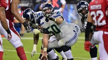 Oct 17, 2013; Phoenix, AZ, USA; Seattle Seahawks center Max Unger (60) signals to teammates during the second half against the Arizona Cardinals at University of Phoenix Stadium. Mandatory Credit: Matt Kartozian-USA TODAY Sports
