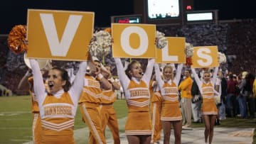 NORMAN, OK - SEPTEMBER 13: Tennessee football cheerleaders. (Photo by Brett Deering/Getty Images)