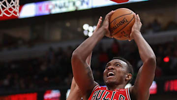 CHICAGO, ILLINOIS - DECEMBER 11: Wendell Carter Jr. #34 of the Chicago Bulls puts up a shot over Alex Len #25 of the Atlanta Hawks at the United Center on December 11, 2019 in Chicago, Illinois. The Bulls defeated the Hawks 136-102. NOTE TO USER: User expressly acknowledges and agrees that , by downloading and or using this photograph, User is consenting to the terms and conditions of the Getty Images License Agreement. (Photo by Jonathan Daniel/Getty Images)