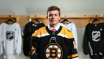 VANCOUVER, BRITISH COLUMBIA - JUNE 21: John Beecher, 30th overall pick of the Boston Bruins, poses for a portrait during the 2019 NHL Draft at Rogers Arena on June 21, 2019 in Vancouver, Canada. (Photo by Andre Ringuette/NHLI via Getty Images)