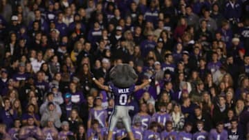 MANHATTAN, KS - NOVEMBER 3: Kansas State Wildcats mascot Willie the Wildcat perform during a game against the Oklahoma State Cowboys at Bill Snyder Family Football Stadium on November 3, 2012 in Manhattan, Kansas. (Photo by Ed Zurga/Getty Images)