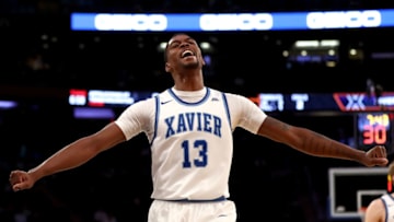 NEW YORK, NY - MARCH 09: Naji Marshall #13 of the Xavier Musketeers reacts in the first half against the Providence Friars during semifinals of the Big East Basketball Tournament at Madison Square Garden on March 9, 2018 in New York City. (Photo by Elsa/Getty Images)
