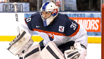 Goaltender Adam Huska #30 of Team Slovakia Photo by Adam Pulicicchio/Getty Images)
