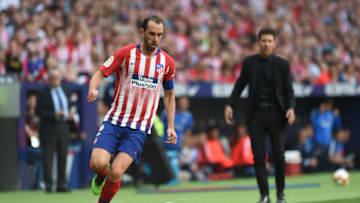 MADRID, SPAIN - MAY 12: Diego Godin of Club Atletico de Madrid in action during the La Liga match between Club Atletico de Madrid and Sevilla FC at Wanda Metropolitano on May 12, 2019 in Madrid, Spain. (Photo by Denis Doyle/Getty Images)