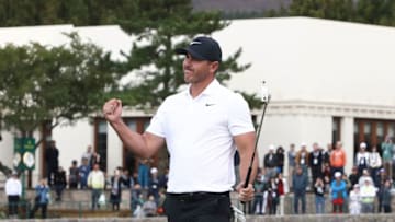 JEJU, SOUTH KOREA - OCTOBER 21: Brooks Koepka of United States celebrates after wining putt on the 18th green during the final round of the CJ Cup at the Nine Bridges on October 21, 2018 in Jeju, South Korea. (Photo by Chung Sung-Jun/Getty Images)
