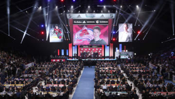 VANCOUVER, BRITISH COLUMBIA - JUNE 21: Bowen Byram reacts after being selected fourth overall by the Colorado Avalanche during the first round of the 2019 NHL Draft at Rogers Arena on June 21, 2019 in Vancouver, Canada. (Photo by Bruce Bennett/Getty Images)