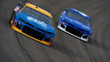 LAS VEGAS, NV - MARCH 01: Kurt Busch, driver of the #1 Star Nursery Chevrolet, and Kyle Larson, driver of the #42 Credit One Bank Chevrolet, practice for the Monster Energy NASCAR Cup Series Pennzoil 400 at Las Vegas Motor Speedway on March 1, 2019 in Las Vegas, Nevada. (Photo by Robert Laberge/Getty Images)
