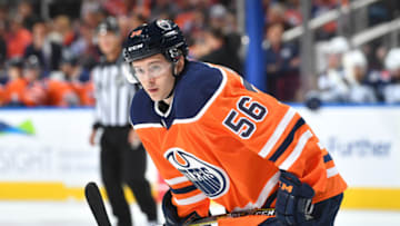 EDMONTON, AB - OCTOBER 9: Kailer Yamamoto. (Photo by Andy Devlin/NHLI via Getty Images)