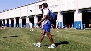 Florida Gators recruit Jeremiah Smith watches practice during spring football practice at Sanders Outdoor Practice Fields in Gainesville, FL on Thursday, March 23, 2023. [Matt Pendleton/Gainesville Sun]Ncaa Football Florida Gators Spring Football Practice