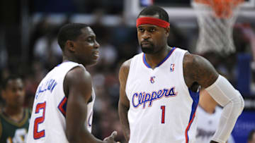 LOS ANGELES, CA - DECEMBER 28: (Right)Stephen Jackson #1 of the Los Angeles Clippers looks on during the game against the Utah Jazz at Staples Center on December 28, 2013 in Los Angeles, California. (Photo by Lisa Blumenfeld/Getty Images)