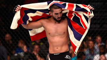 SIOUX FALLS, SD - JULY 13: Louis Smolka celebrates his victory over Ben Nguyen in their flyweight bout during the UFC Fight Night event on July 13, 2016 at Denny Sanford Premier Center in Sioux Falls, South Dakota. (Photo by Jeff Bottari/Zuffa LLC/Zuffa LLC via Getty Images)