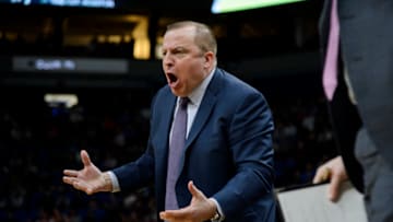 MINNEAPOLIS, MN - JANUARY 11: Head coach Tom Thibodeau of the Minnesota Timberwolves reacts during the first quarter of the game against the Houston Rockets on January 11, 2017 at the Target Center in Minneapolis, Minnesota. NOTE TO USER: User expressly acknowledges and agrees that, by downloading and or using this Photograph, user is consenting to the terms and conditions of the Getty Images License Agreement. (Photo by Hannah Foslien/Getty Images)