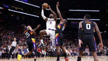 LeBron James, Bismack Biyombo, Los Angeles Lakers (Photo by Chris Coduto/Getty Images)