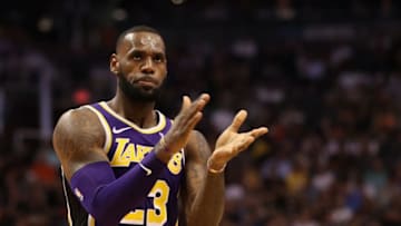 PHOENIX, AZ - OCTOBER 24: LeBron James #23 of the Los Angeles Lakers reacts after scoring against the Phoenix Suns during the second half of the NBA game at Talking Stick Resort Arena on October 24, 2018 in Phoenix, Arizona. The Lakers defeated the Suns 131-113. NOTE TO USER: User expressly acknowledges and agrees that, by downloading and or using this photograph, User is consenting to the terms and conditions of the Getty Images License Agreement. (Photo by Christian Petersen/Getty Images)