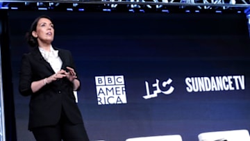 LOS ANGELES, CALIFORNIA - JULY 25: AMC's President of Entertainment Networks Sarah Barnett speaks onstage during the AMC Networks portion of the Summer 2019 TCA Press Tour on July 25, 2019 in Los Angeles, California. (Photo by Tommaso Boddi/Getty Images for AMC)