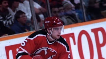 Tom Kurvers #5 of the New Jersey Devils. (Photo by Graig Abel/Getty Images)