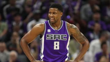 Oct 27, 2016; Sacramento, CA, USA; Sacramento Kings forward Rudy Gay (8) during the game against the San Antonio Spurs at Golden 1 Center. The Spurs won the game 102-94. Mandatory Credit: Sergio Estrada-USA TODAY Sports