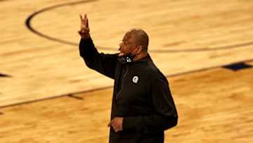 NEW YORK, NEW YORK - MARCH 11: Head coach Patrick Ewing of the Georgetown Hoyas(Photo by Elsa/Getty Images)