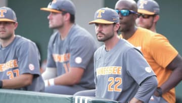 Tennessee Head Coach Tony Vitello eyes the game at the NCAA Baseball Tournament Knoxville Regional at Lindsey Nelson Stadium in Knoxville, Tenn. on Saturday, June 5, 2021.Kns Vols Regional Liberty
