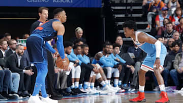 Russell Westbrook, De'Aaron Fox, OKC Thunder (Photo by Rocky Widner/NBAE via Getty Images)