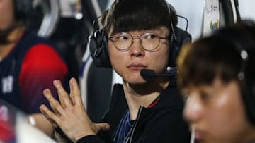 JAKARTA, INDONESIA - AUGUST 27: Lee Sang-hyeok aka FAKER of South Korea looks during Asian Games Esports Demonstration Event League of Legends Group A match between China and South Korea on day nine of the Asian Games on August 27, 2018 in Jakarta, Indonesia. (Photo by Yifan Ding/Getty Images)