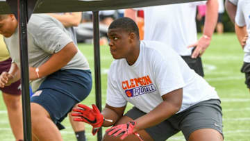 Rising sophomore Earnest Greene, offensive tackle at St. John Bosco (California) during the Dabo Swinney Football Camp in Clemson Wednesday.Dabo Swinney Football Camp