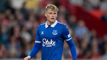 BRENTFORD, ENGLAND - SEPTEMBER 23: Jarrad Branthwaite of Everton during the Premier League match between Brentford FC and Everton FC at Brentford Community Stadium on September 23, 2023 in Brentford, England. (Photo by Visionhause/Getty Images)