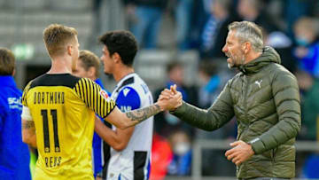 Marco Rose and Marco Reus (Photo by SASCHA SCHUERMANN/AFP via Getty Images)