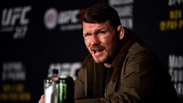 NEW YORK, NY - NOVEMBER 04: Michael Bisping of England speaks to the media during the UFC 217 post fight press conference event inside Madison Square Garden on November 4, 2017 in New York City. (Photo by Jeff Bottari/Zuffa LLC/Zuffa LLC via Getty Images)
