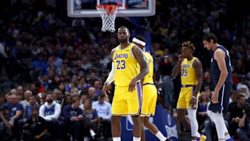 DALLAS, TEXAS - NOVEMBER 01: LeBron James #23 of the Los Angeles Lakers at American Airlines Center on November 01, 2019 in Dallas, Texas. NOTE TO USER: User expressly acknowledges and agrees that, by downloading and or using this photograph, User is consenting to the terms and conditions of the Getty Images License Agreement. (Photo by Ronald Martinez/Getty Images)