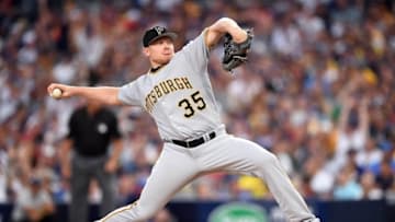 Jul 12, 2016; San Diego, CA, USA; National League pitcher Mark Melancon of the Pittsburgh Pirates throws in the 7th inning in the 2016 MLB All Star Game at Petco Park. Mandatory Credit: Gary A. Vasquez-USA TODAY Sports