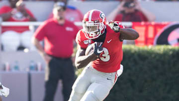 ATHENS, GA - SEPTEMBER 7: Zamir White #3 of the Georgia Bulldogs makes a run during a game between Murray State Racers and University of Georgia Bulldogs at Sanford Stadium on September 7, 2019 in Athens, Georgia. (Photo by Steve Limentani/ISI Photos/Getty Images).