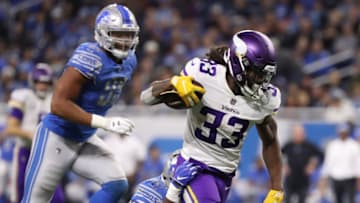 DETROIT, MI - DECEMBER 23: Dalvin Cook #33 of the Minnesota Vikings runs the ball in the second half against the Detroit Lions at Ford Field on December 23, 2018 in Detroit, Michigan. (Photo by Leon Halip/Getty Images)