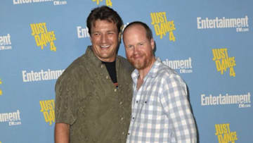 SAN DIEGO, CA - JULY 14: Actor Nathan Fillion and director Joss Whedon arrive for Entertainment Weekly's Comic-Con Celebration held at Float at Hard Rock Hotel San Diego on July 14, 2012 in San Diego, California. (Photo by Albert L. Ortega/Getty Images)
