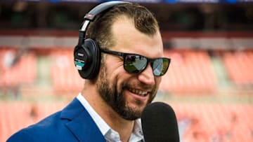 CLEVELAND, OH - NOVEMBER 04: Former Cleveland Browns offensive lineman Joe Thomas looks on during the game against the Kansas City Chiefs against the Cleveland Browns at FirstEnergy Stadium on November 4, 2018 in Cleveland, Ohio. (Photo by Jason Miller/Getty Images)