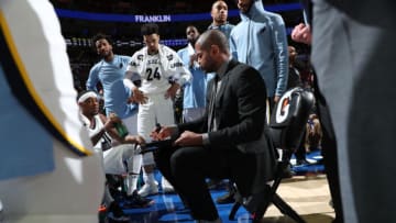 PHILADELPHIA, PA - MARCH 21: J.B. Bickerstaff of the Memphis Grizzlies during the game against the Philadelphia 76ers on March 21, 2018 at the Wells Fargo Center in Philadelphia, Pennsylvania NOTE TO USER: User expressly acknowledges and agrees that, by downloading and/or using this Photograph, user is consenting to the terms and conditions of the Getty Images License Agreement. Mandatory Copyright Notice: Copyright 2018 NBAE (Photo by Joe Murphy/NBAE via Getty Images)