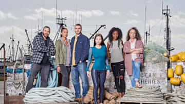 SIREN - Freeform's "Siren" stars Ian Verdun as Xander, Fola Evans-Akingbola as Maddie, Alex Roe as Ben, Eline Powell as Ryn, Sibongile Mlambo as Donna and Rena Owen as Helen. (Freeform/Vu Ong)