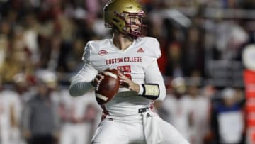 Boston College Eagles quarterback Phil Jurkovec (5) looks to throw (Winslow Townson-USA TODAY Sports)