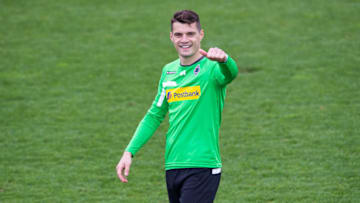 MOENCHENGLADBACH, GERMANY - APRIL 13: Granit Xhaka during a Borussia Moenchengladbach training session at Borussia-Park on April 13, 2016 in Moenchengladbach, Germany (Photo by Christian Verheyen/Borussia Moenchengladbach via Getty Images)