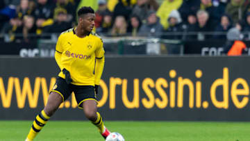 DORTMUND, GERMANY - FEBRUARY 29: (BILD ZEITUNG OUT) Dan-Axel Zagadou of Borussia Dortmund controls the ball during the Bundesliga match between Borussia Dortmund and Sport-Club Freiburg at Signal Iduna Park on February 29, 2020 in Dortmund, Germany. (Photo by Max Maiwald/DeFodi Images via Getty Images)